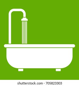 Bathroom icon white isolated on green background. Vector illustration