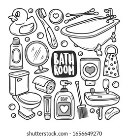 Bathroom Icons Hand Drawn Doodle Coloring Vector