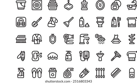 Bathroom icons High-Quality Vector Icons Collection with Editable Stroke. Ideal for Professional and Creative Projects.