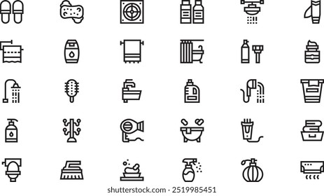Bathroom icons High-Quality Vector Icons Collection with Editable Stroke. Ideal for Professional and Creative Projects.