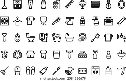 Bathroom icons High-Quality Vector Icons Collection with Editable Stroke. Ideal for Professional and Creative Projects.