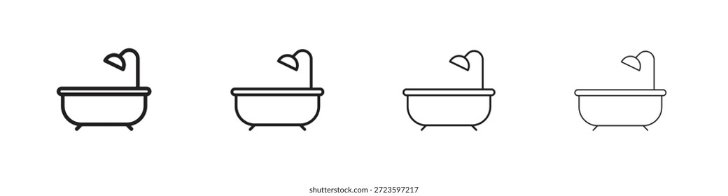 Iconos de baño delinean diseño de Vector negro. Línea con trazo editable.