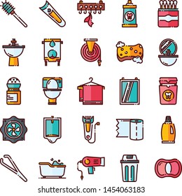 Bathroom icons pack. Isolated bathroom symbols collection. Graphic icons element