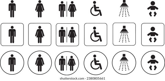 bathroom icons, plumbing multiple shapes