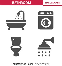 Bathroom Icons. Professional, pixel perfect icons, EPS 10 format.