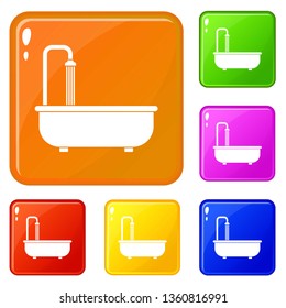 Bathroom icons set collection vector 6 color isolated on white background