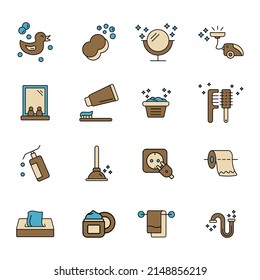 bathroom icons set color . bathroom pack symbol vector elements for infographic web