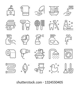 Icons Cleaning Disinfection Personal Hygiene Thin Stock Vector (Royalty ...