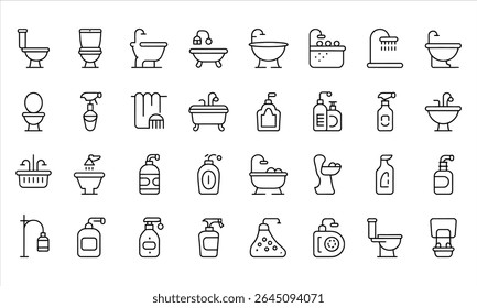 Badezimmer-Symbole setzen Linie Kunst Stil