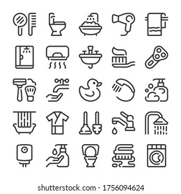 Bathroom Icons Set Line Style Stock Vector (Royalty Free) 1756094624 ...