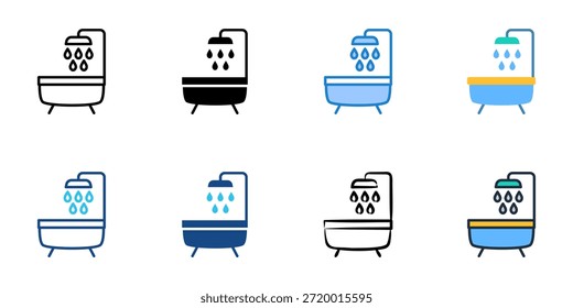 Los iconos del cuarto de baño establecen la colección de estilo múltiple. Trazo editable 
