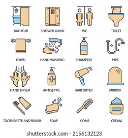 bathroom icons set . bathroom pack symbol vector elements for infographic web