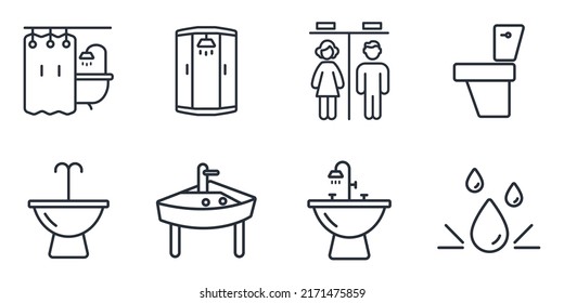 bathroom icons set . bathroom pack symbol vector elements for infographic web