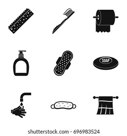 Bathroom icons set. Simple set of 9 bathroom vector icons for web isolated on white background