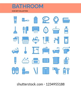 Bathroom Icons Set. UI Pixel Perfect Well-crafted Vector Thin Line Icons. The illustrations are a vector.