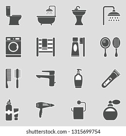 Bathroom Icons. Sticker Design. Vector Illustration.