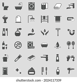 Bathroom Icons. Sticker Design. Vector Illustration.