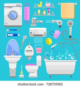 Bathroom icons symbols vector illustration.