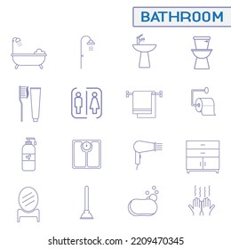 Bathroom Icons Vector. Line Set of Icons Bathroom.