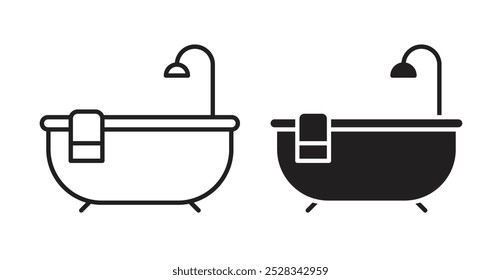 Ícones do banheiro. Vetor definido no estilo de linha e preenchido.