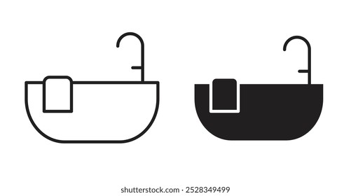 Iconos de baño. Conjunto de Vector en estilo relleno y línea.