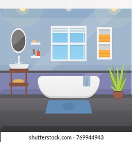 Bathroom interior or architecture and furniture vector illustration.
