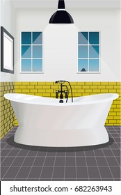 Bathroom interior background with furniture.Design of modern bathroom, bathroom illustration.