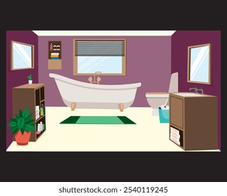 Bathroom interior bathtub indoor illustration vector