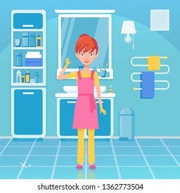 Bathroom interior in blue tones. Clean bathroom with bath amenities.