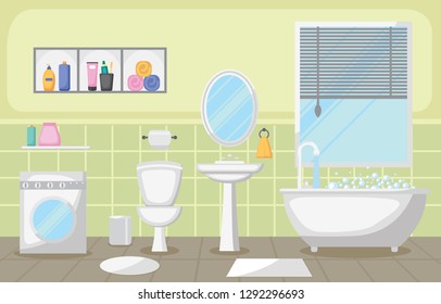 Bathroom Interior Clean Modern Room Furniture Flat Design