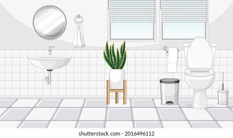 Bathroom interior design with furniture illustration