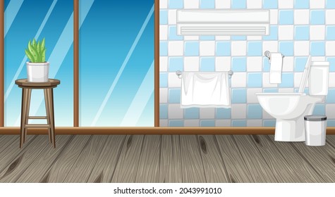 Bathroom interior design with furniture illustration