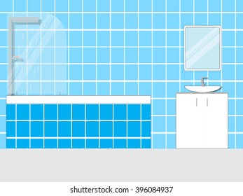 Bathroom interior design with furniture and shadows. Modern flat design. Flat style vector illustration.