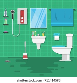bathroom interior design, vector illustration