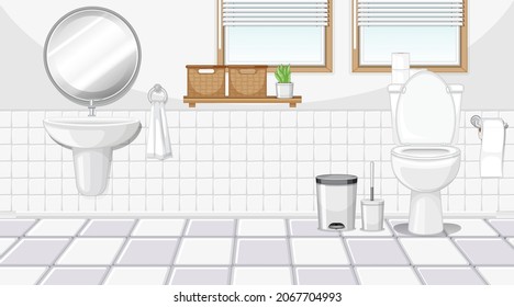 El interior del cuarto de baño con mobiliario de tema blanco