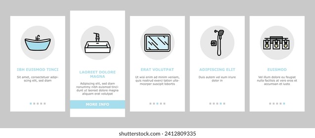 bathroom interior home onboarding mobile vector. modern bath, white room, light clean, luxury house, apartment sink, style bathroom interior home Illustration