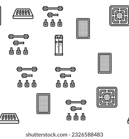 bathroom interior home vector seamless pattern thin line illustration