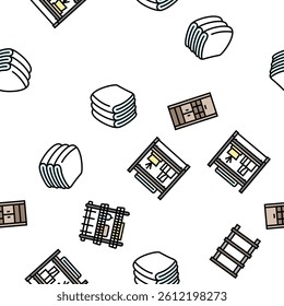 bathroom interior home vector seamless pattern thin line illustration