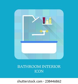 Bathroom interior icon. Shampoo and soap. Vector.