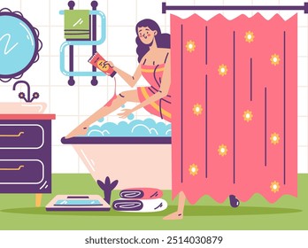Fondo de composición de estilo simple de arte de línea interior de baño