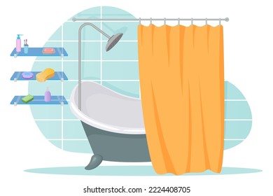 Bathroom.The interior of a modern bathroom.Vector illustration.