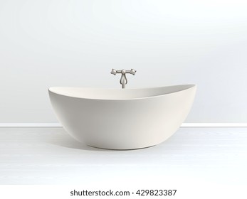 Bathroom interior poster bath in a modern style bathroom with golden accessories vector illustration