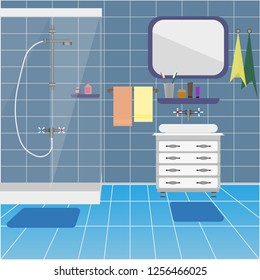 
bathroom interior with shower and washbasin