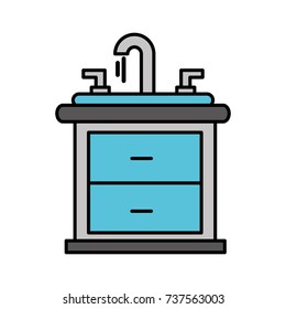 bathroom interior with sink vanity cabinet furniture drawers