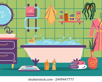 Bathroom interior toilet bath room. Vector flat graphic design element concept illustration