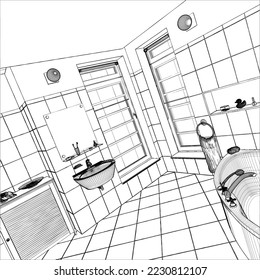 Bathroom Interior Vector 05. Illustration On White Background. A vector illustration Of A Bathroom.