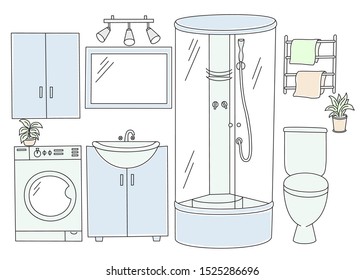 Bathroom interior. Vector flat illustration