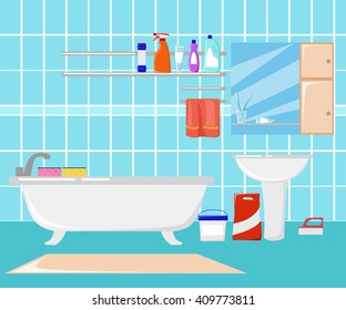 Bathroom interior. Vector flat illustration