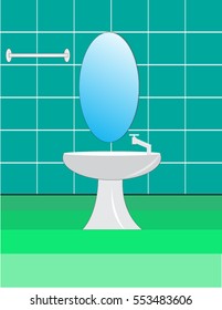 Bathroom interior vector illustration modern of flat background.