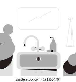 
El interior del cuarto de baño. Ilustración vectorial. Uso en proyectos y aplicaciones web.